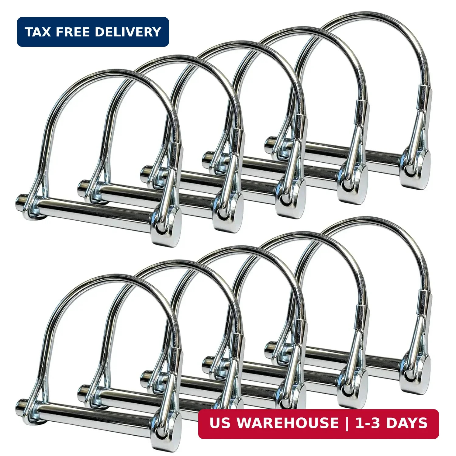 Trailer Coupler Pin set Silver Hardware Lock Pin set 10 Pack 2.125 In FAST SHIP