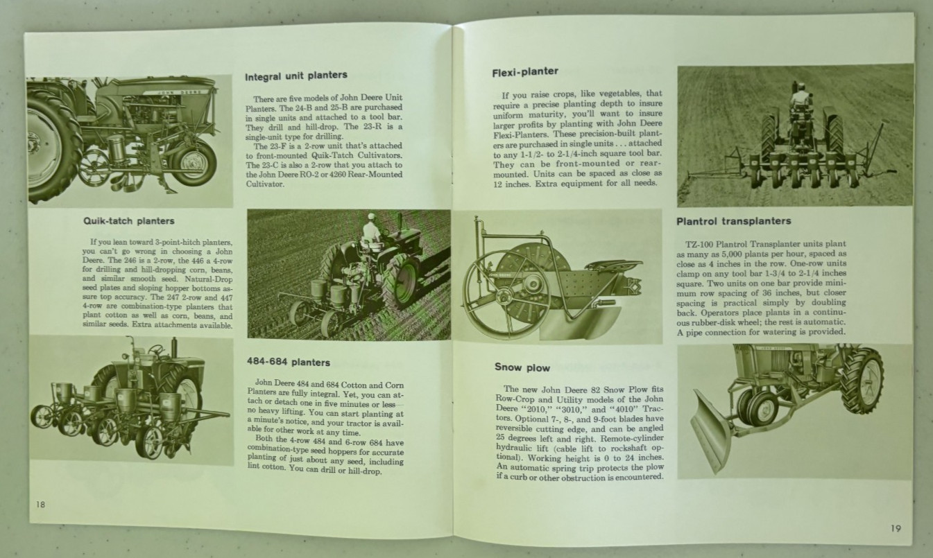 John Deere Matched Equipment For 2010 3010 4010 Tractor for 1960 Brochure DCPA26