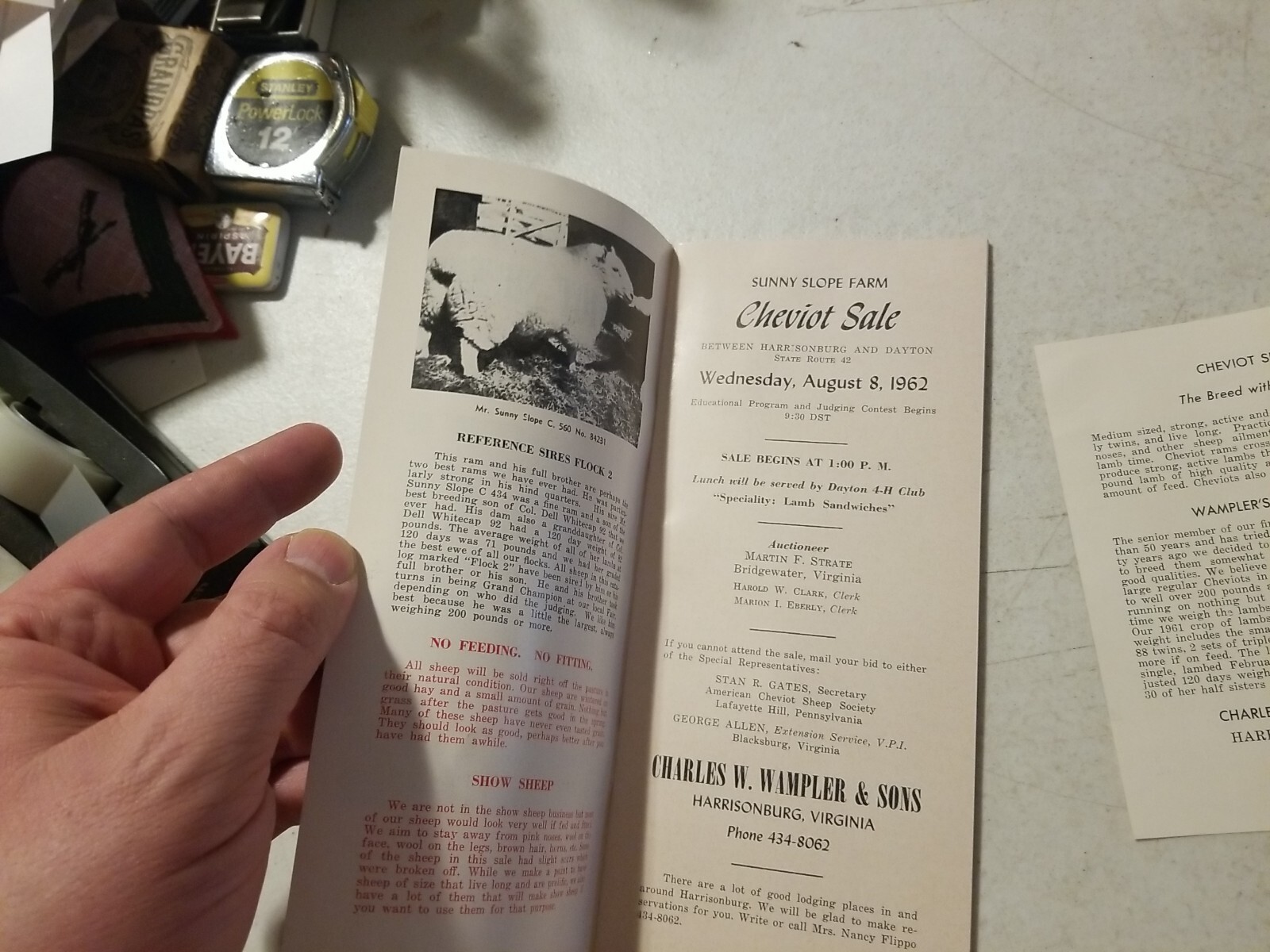 Vintage 1962 Wampler’s Cheviot Sheep Sale Catalog & Flyer. Harrisonburg, VA