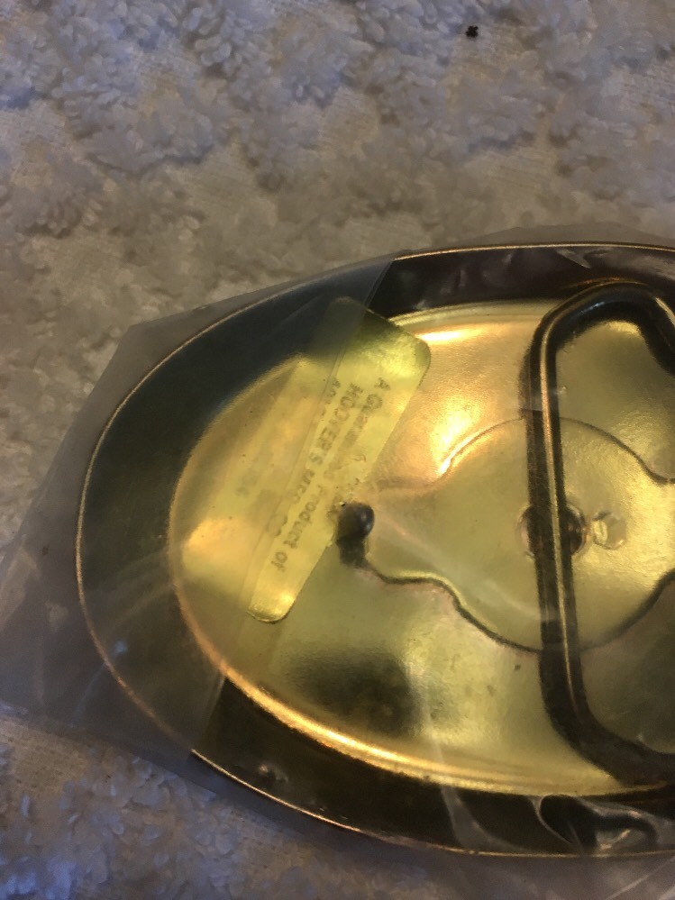 NEW Deutschland Enamel COLLECTOR BELT BUCKLE~Yellow/Black~HOOVER’S MFG. CO