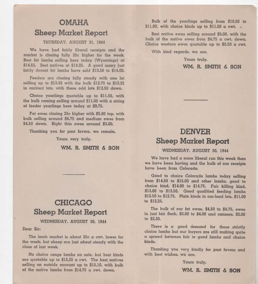 Omaha Nebraska Sheep Commission Merchants vintage mailer 1944 “Eat more lamb”