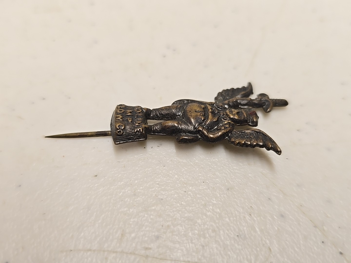 Antique 2″ Moline Plow Co Flying Dutchman Advertising Brass Stick Pin