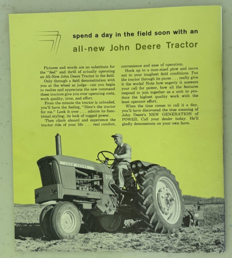 John Deere Matched Equipment For 2010 3010 4010 Tractor for 1960 Brochure DCPA26