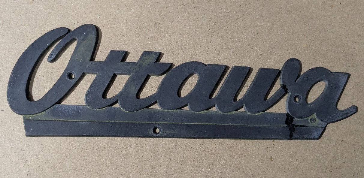 VTG Plastic Ottowa Manufacturing Truck Tractor Engine Gas Oil Emblem Badge Sign
