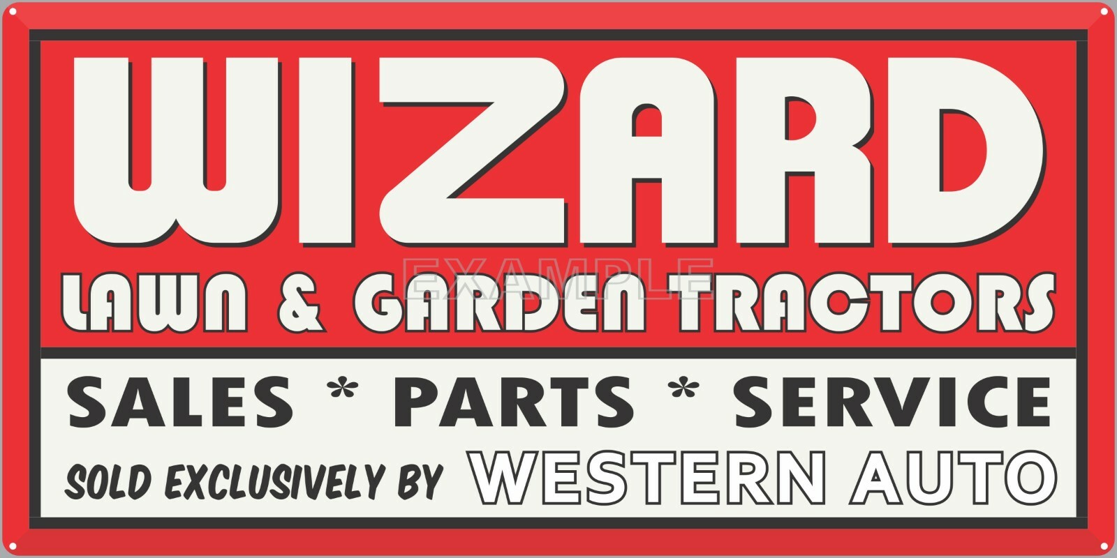 WIZARD WESTERN AUTO LAWN GARDEN TRACTOR VINTAGE SIGN REMAKE ALUMINUM SIZE OPTION
