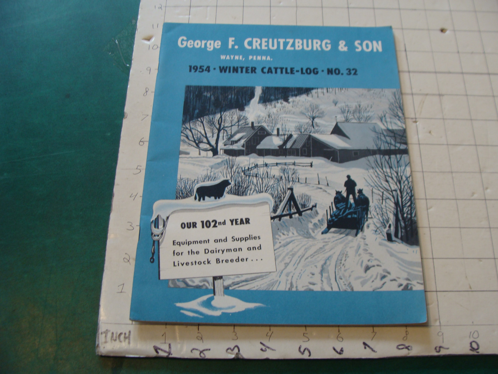 vintage Catalog: GEORGE F. CREUTZBURG & SON 1954 winter cattle-log #32 FARM STUF