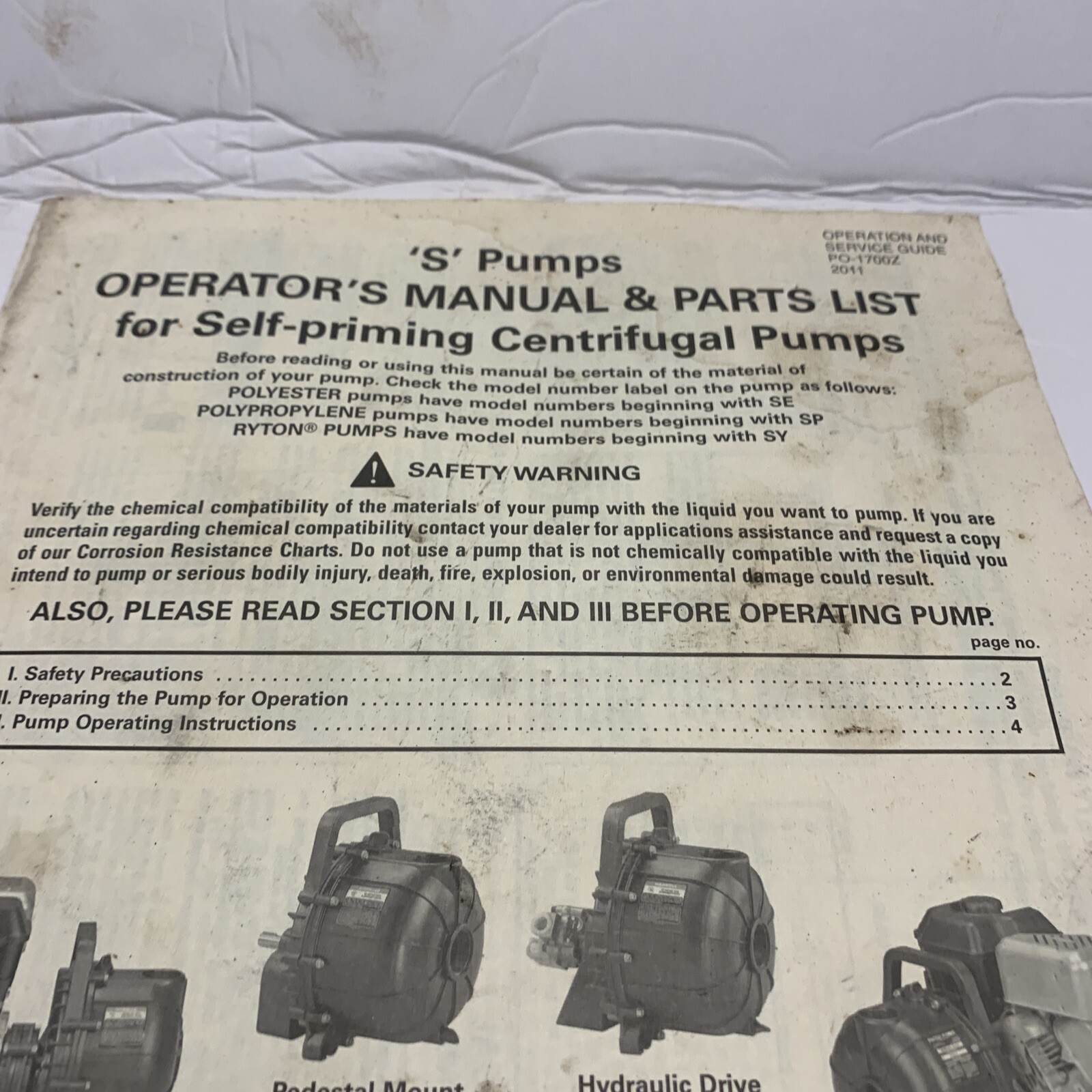 Pacer Pumps ‘S’ Self-Priming Centrifugal Pumps Operator’s Manual & Parts List