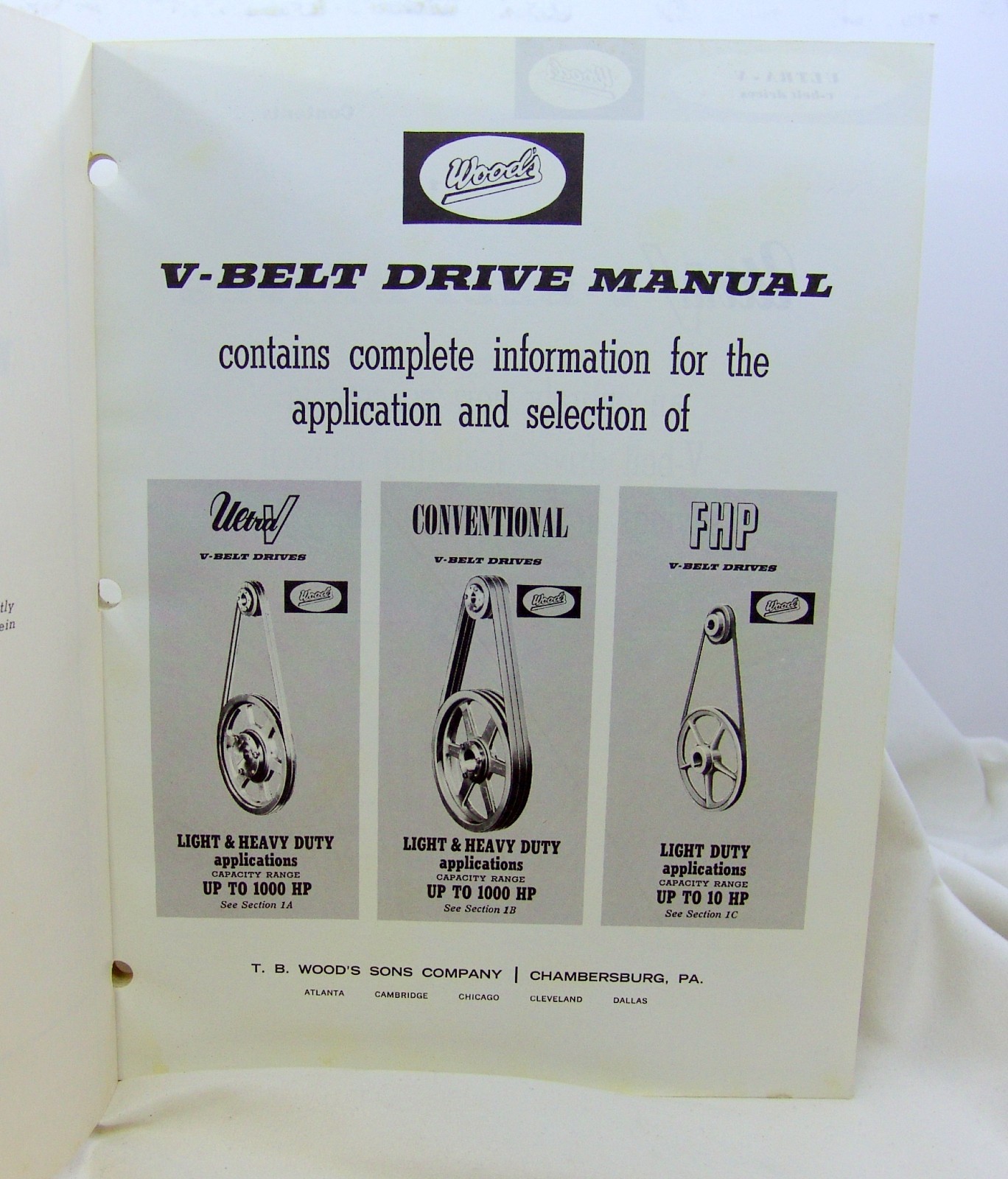 Vintage Wood’s V-Belt Drives Manual – WGC Section 1! Circa 1961! – NO RESERVE!