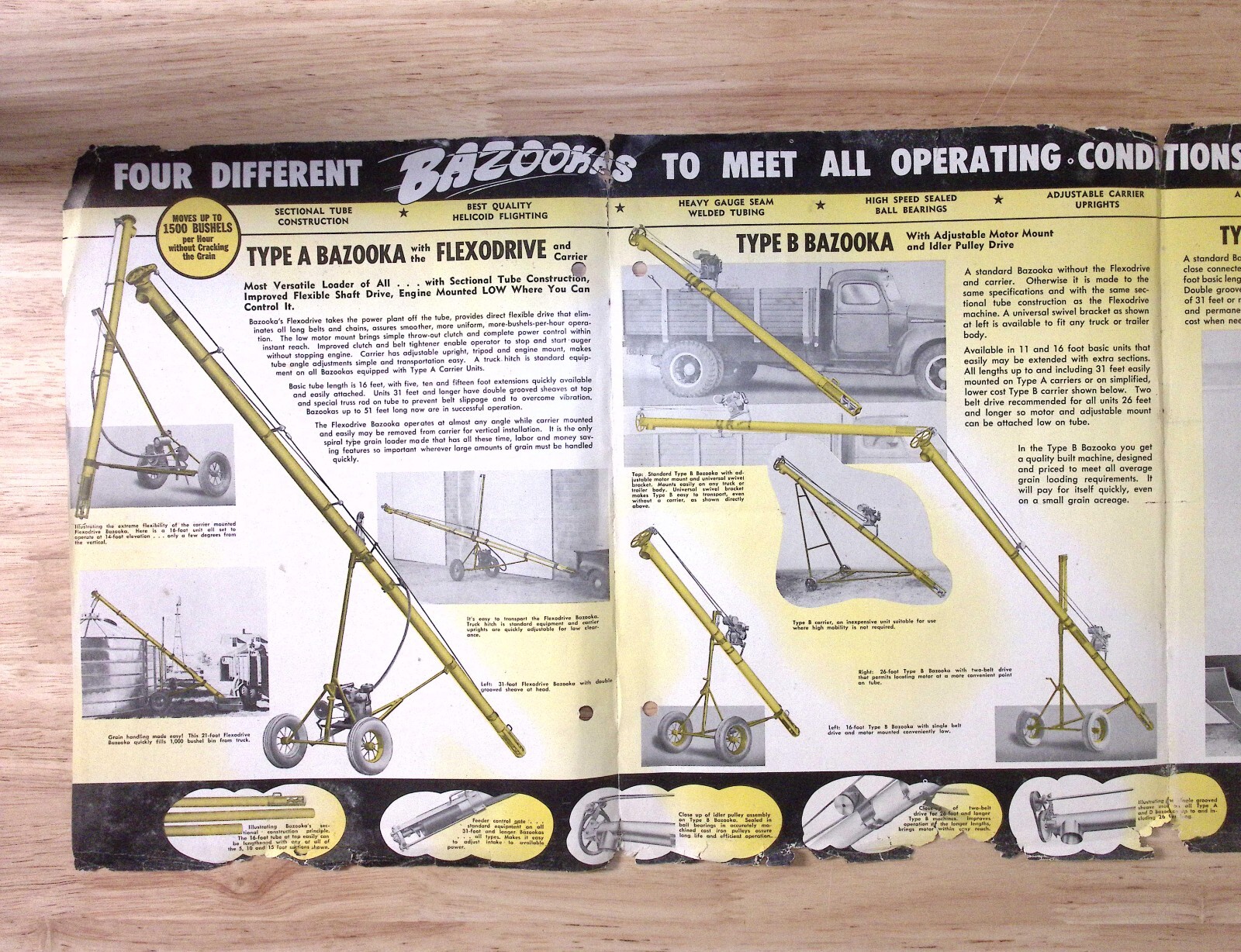 1953 Bazooka Spiral Grain Loaders Flexodrive Brochure Wyatt Mfg Co Salina KS