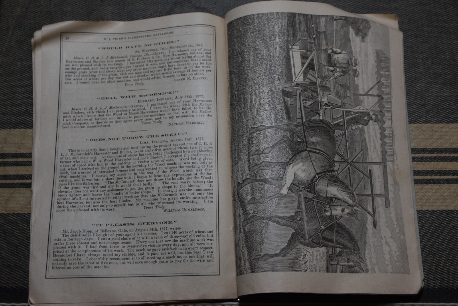 1878 H.J Prier McCORMICK’S Farming Implements CATALOGUE Illus Original Complete