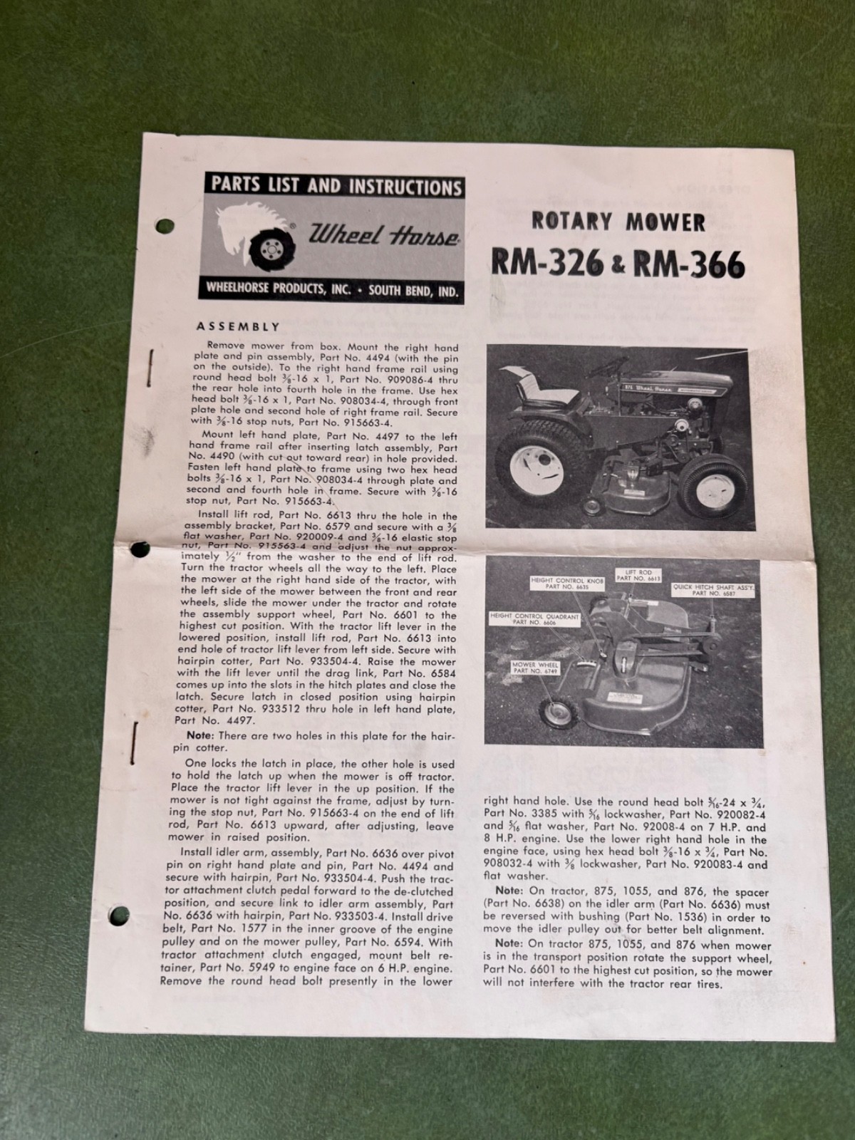 Rare Wheel Horse 606 656 Sales Kit Manual Packet Operators & Engine Manual