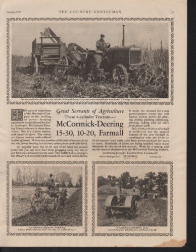 1927 MCCORMICK DEERING FARMALL TRACTOR CHICAGO INTERNATIONAL HARVEST AD 10317