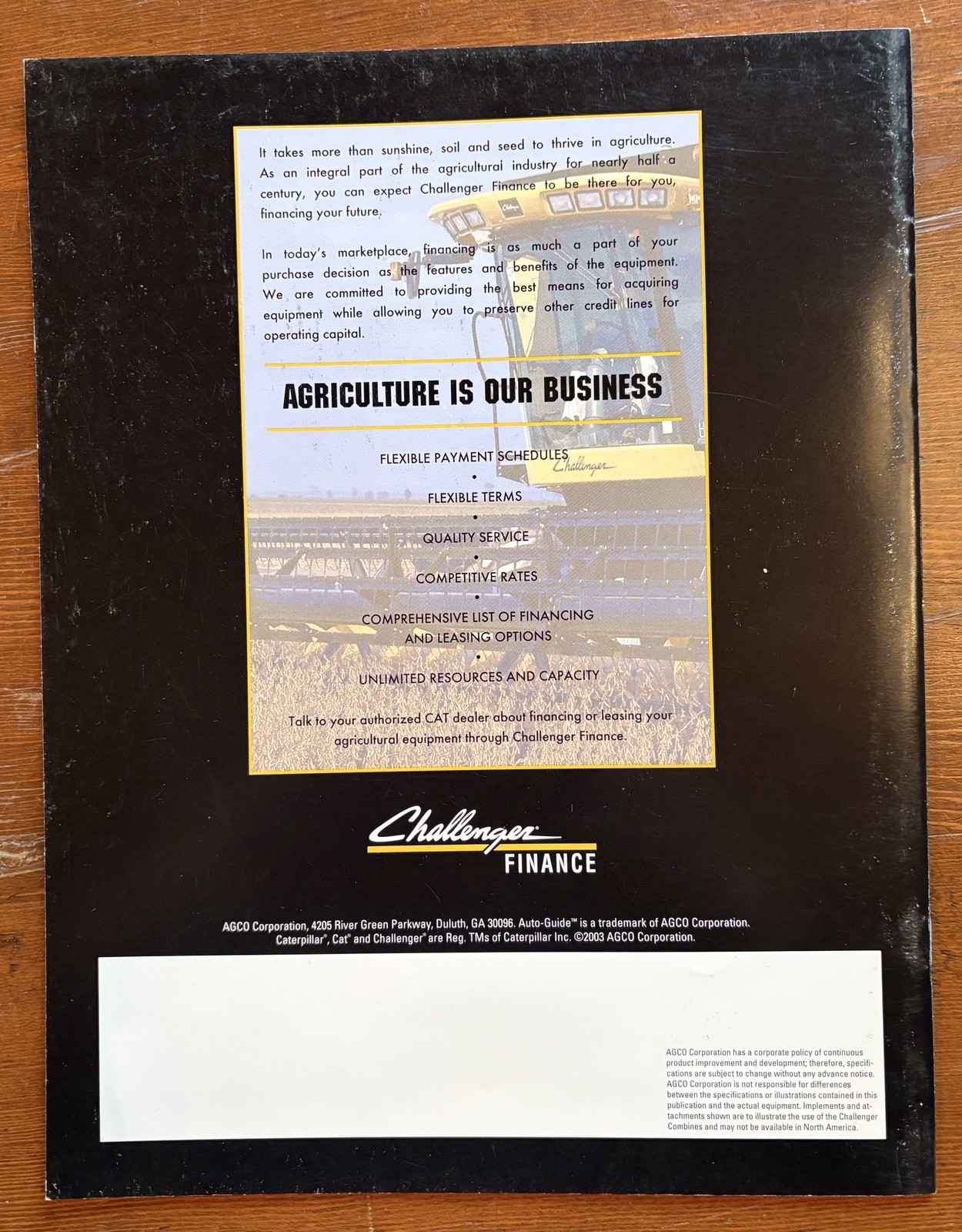 Challenger Rotary Combines Sales Brochure Serious Machinery Advertising 2003