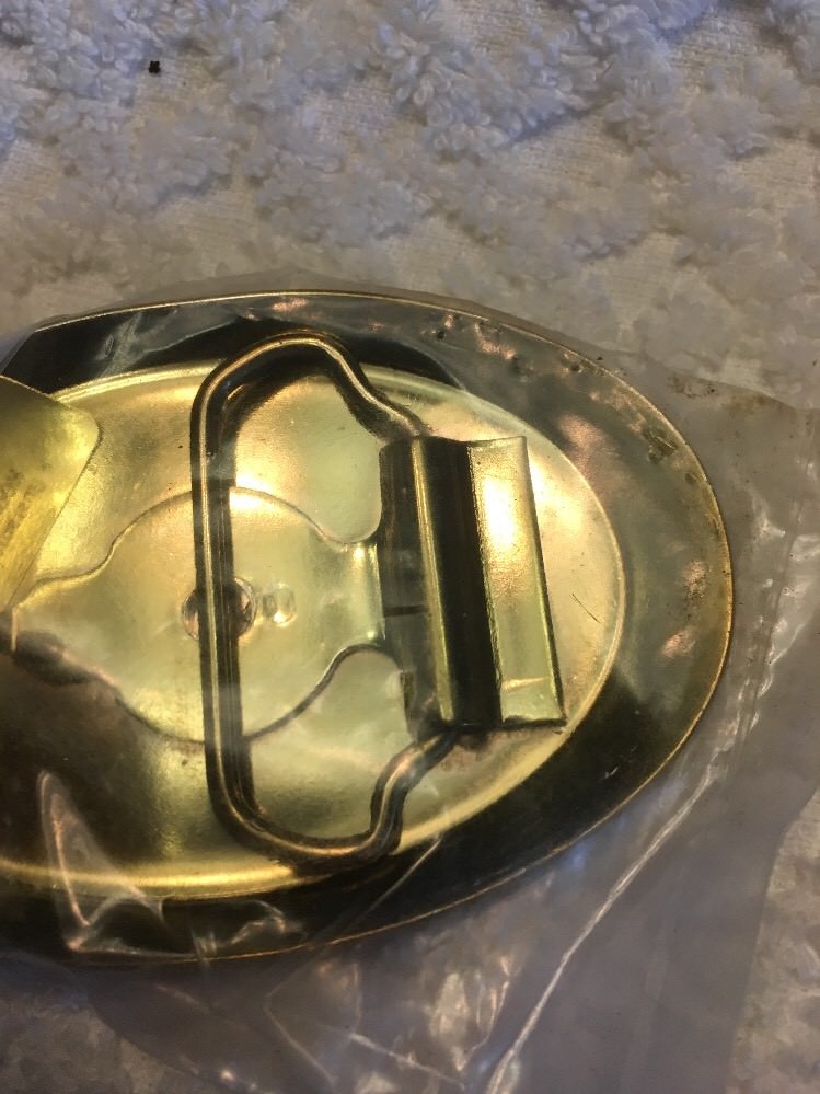 NEW Deutschland Enamel COLLECTOR BELT BUCKLE~Yellow/Black~HOOVER’S MFG. CO