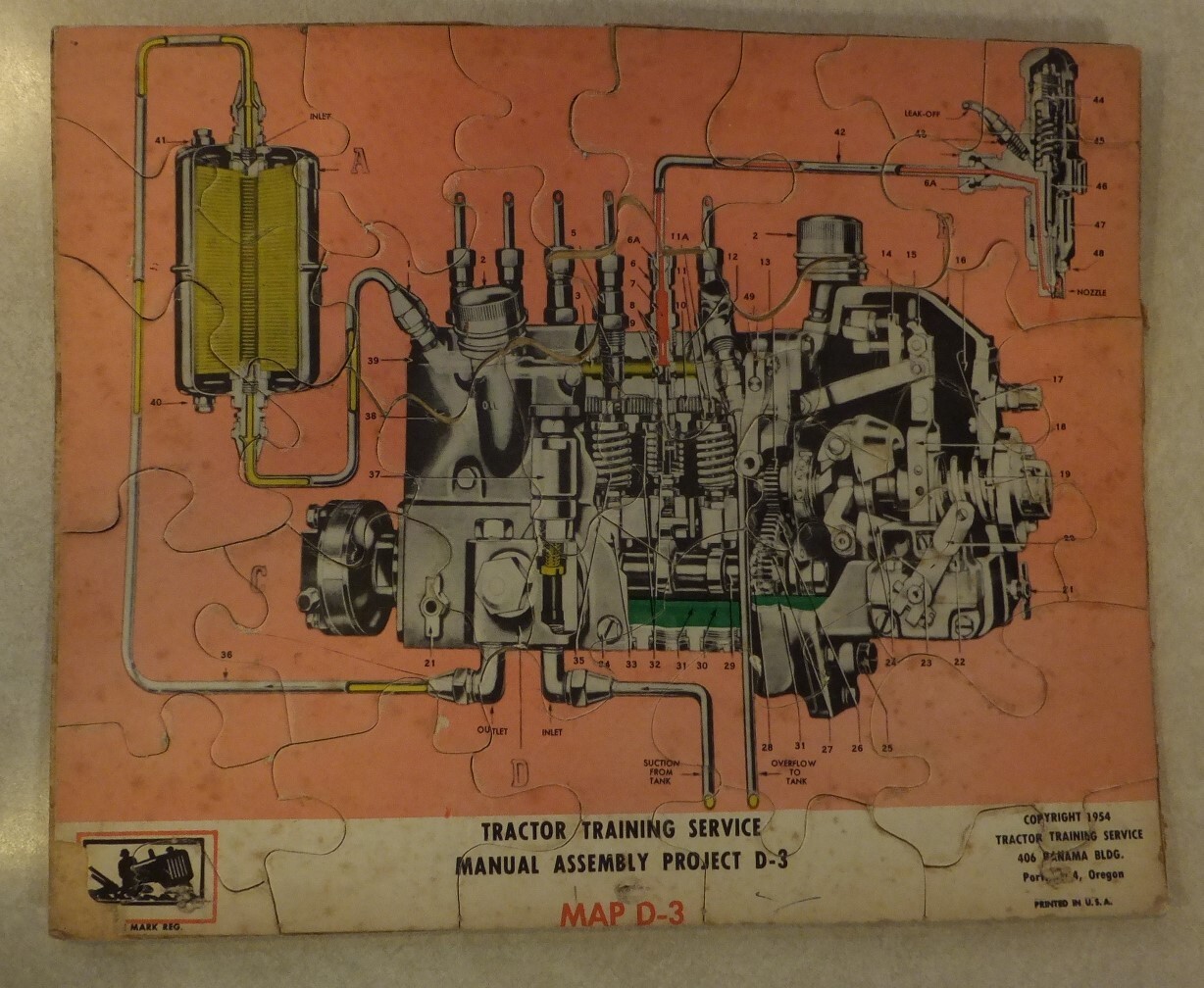 Vintage 1954 Tractor Training Service Project JIGSAW PUZZLE 11″ x 8.5″ MAP D-3