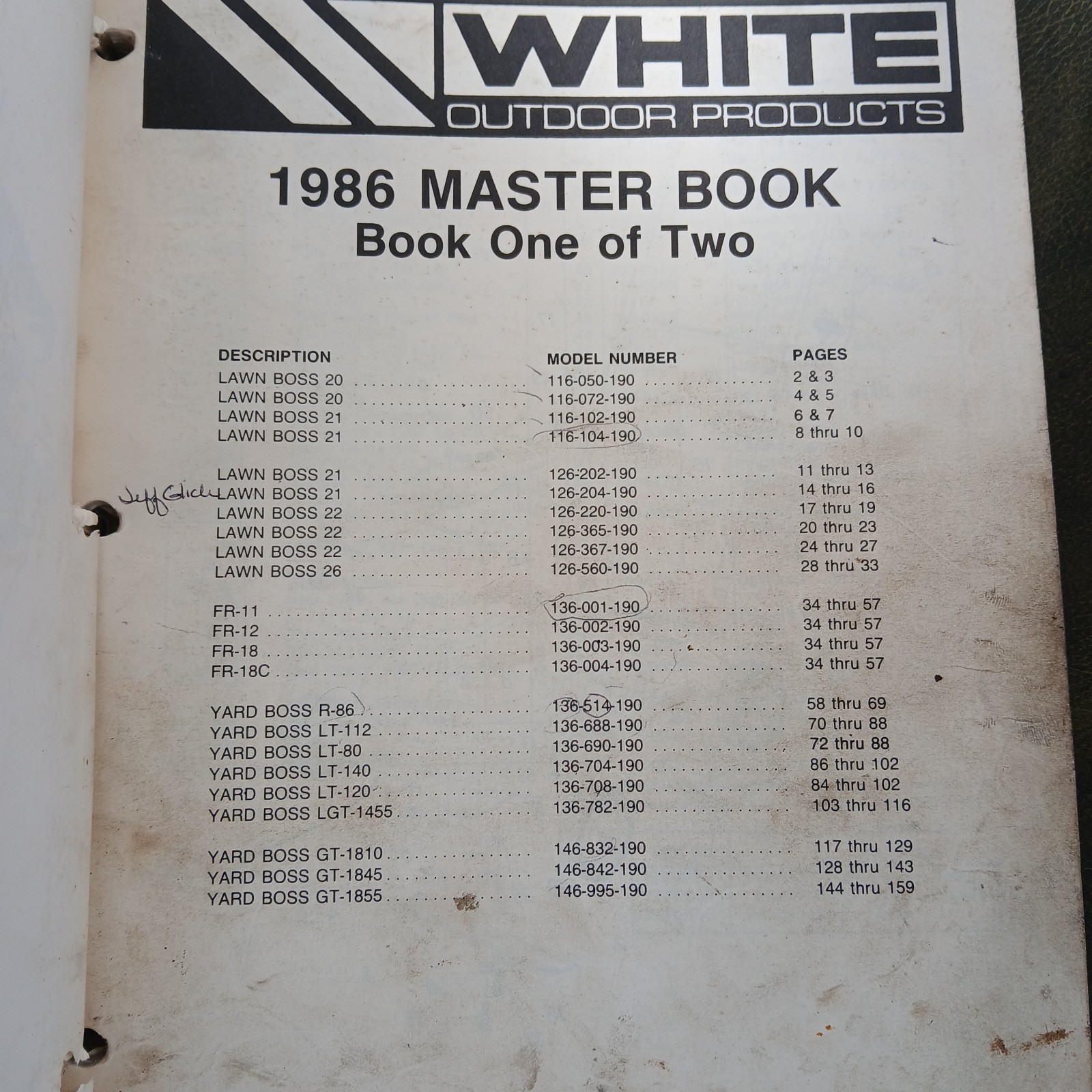 White Lawn Tractors & Attachments Shop Parts Manual