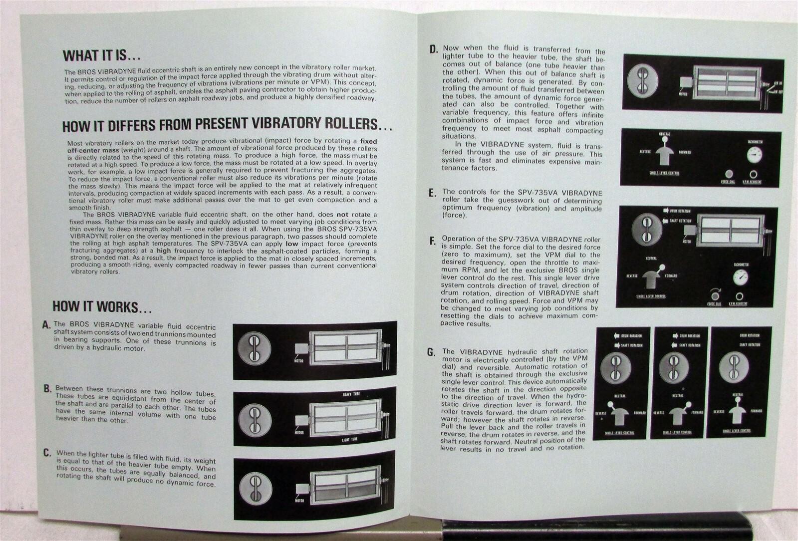 1972 BROS Vibradyne Tractor Variable Fluid Eccentric Shaft Construction Folder