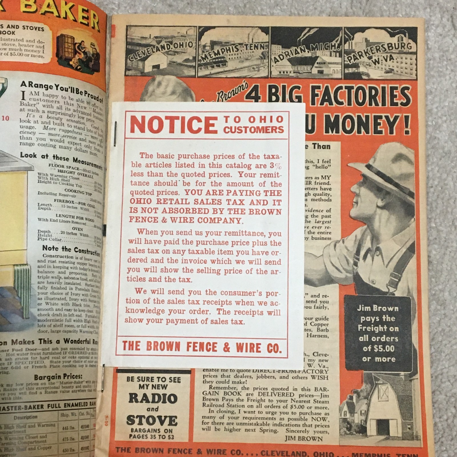 Vntg 1935 Jim Brown’s Bargain Book Catalog, Tools Fence Heater Range Paint Roof
