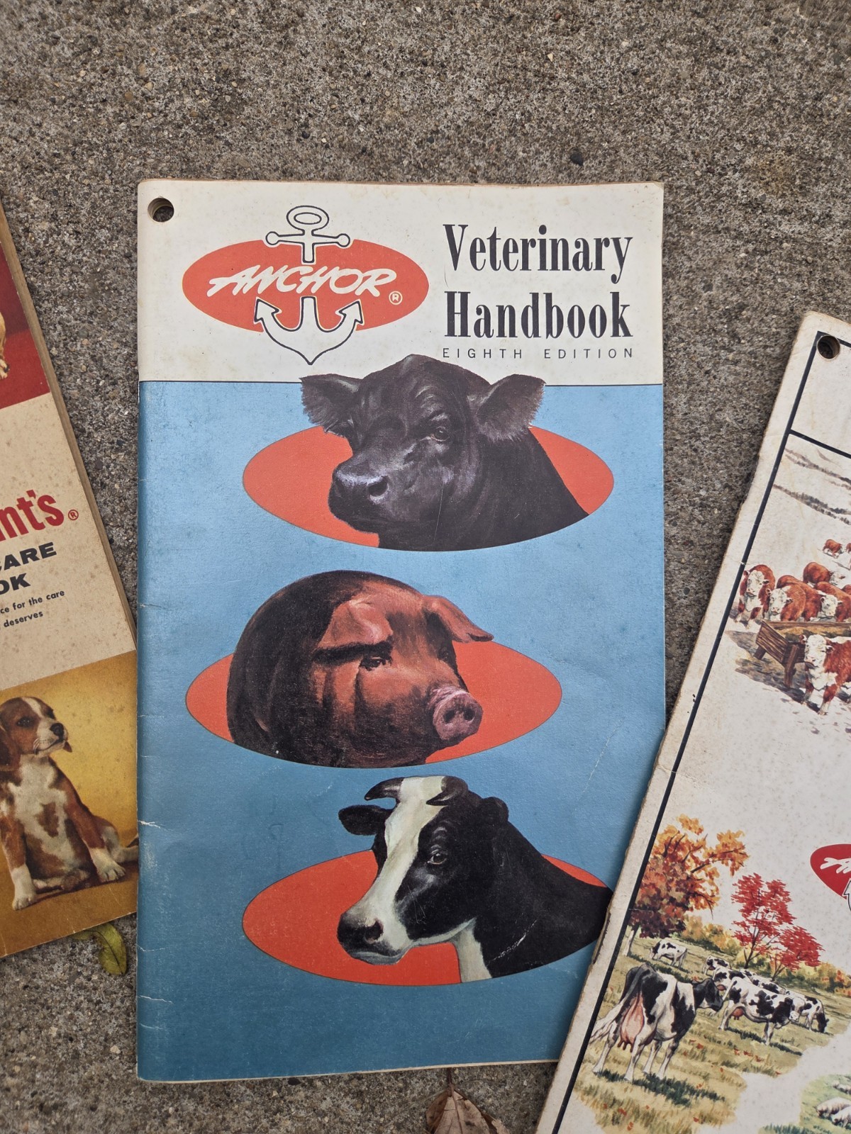 3 Vintage Anchor Veterinary Handbooks: Livestock, Sergeants Dog Care 1960s