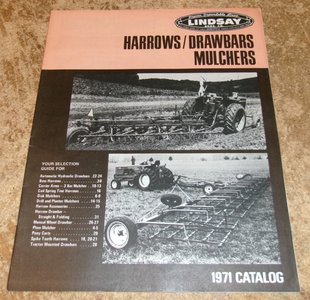 1971 lindsay harrows/drawbars+ mulchers catalog in very good shape used