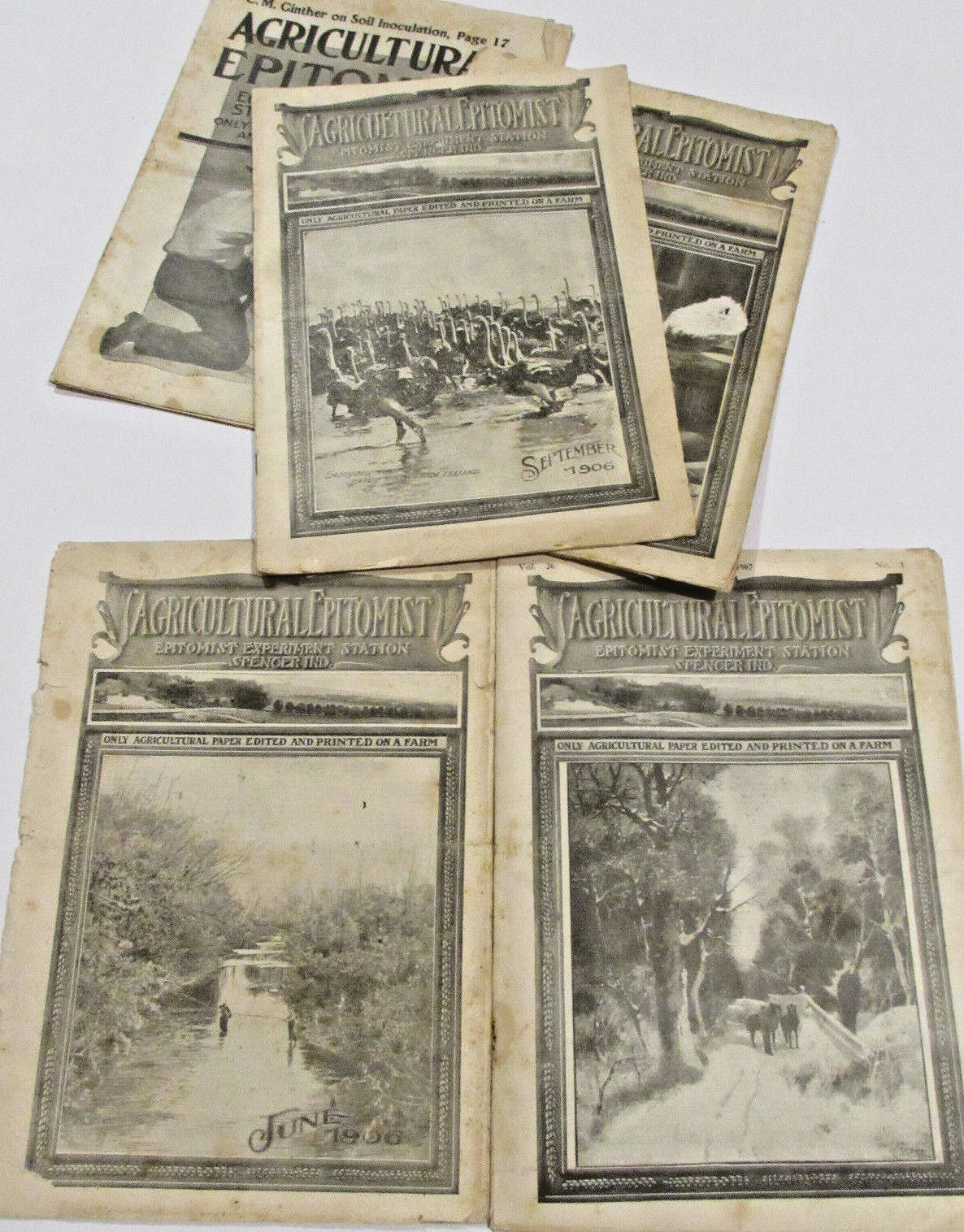 5 VTG 1906-07 ‘AGRICULTURAL EPITOMIST’ MAGAZINES! ONLY PAPER PRINTED ON A FARM!