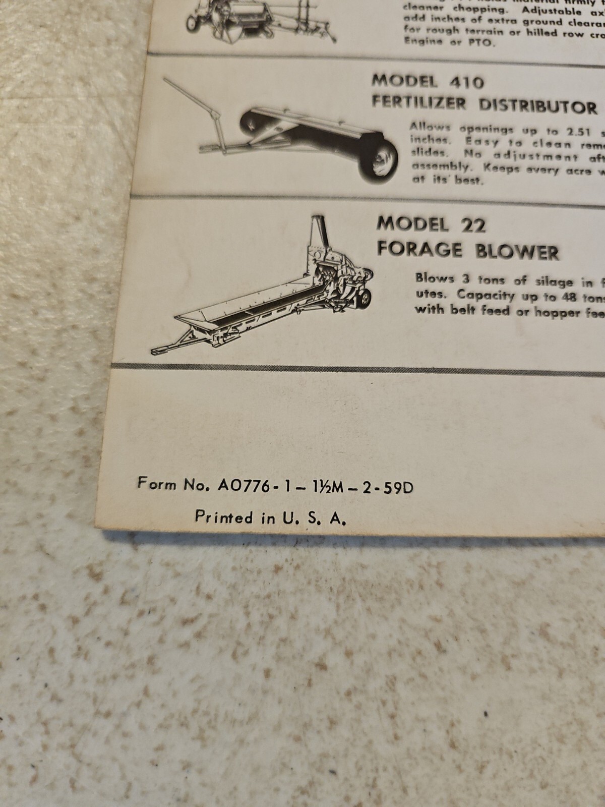 Vintage 1959 New Holland 776 Crop Drying Wagon Assembling Operating Instruction