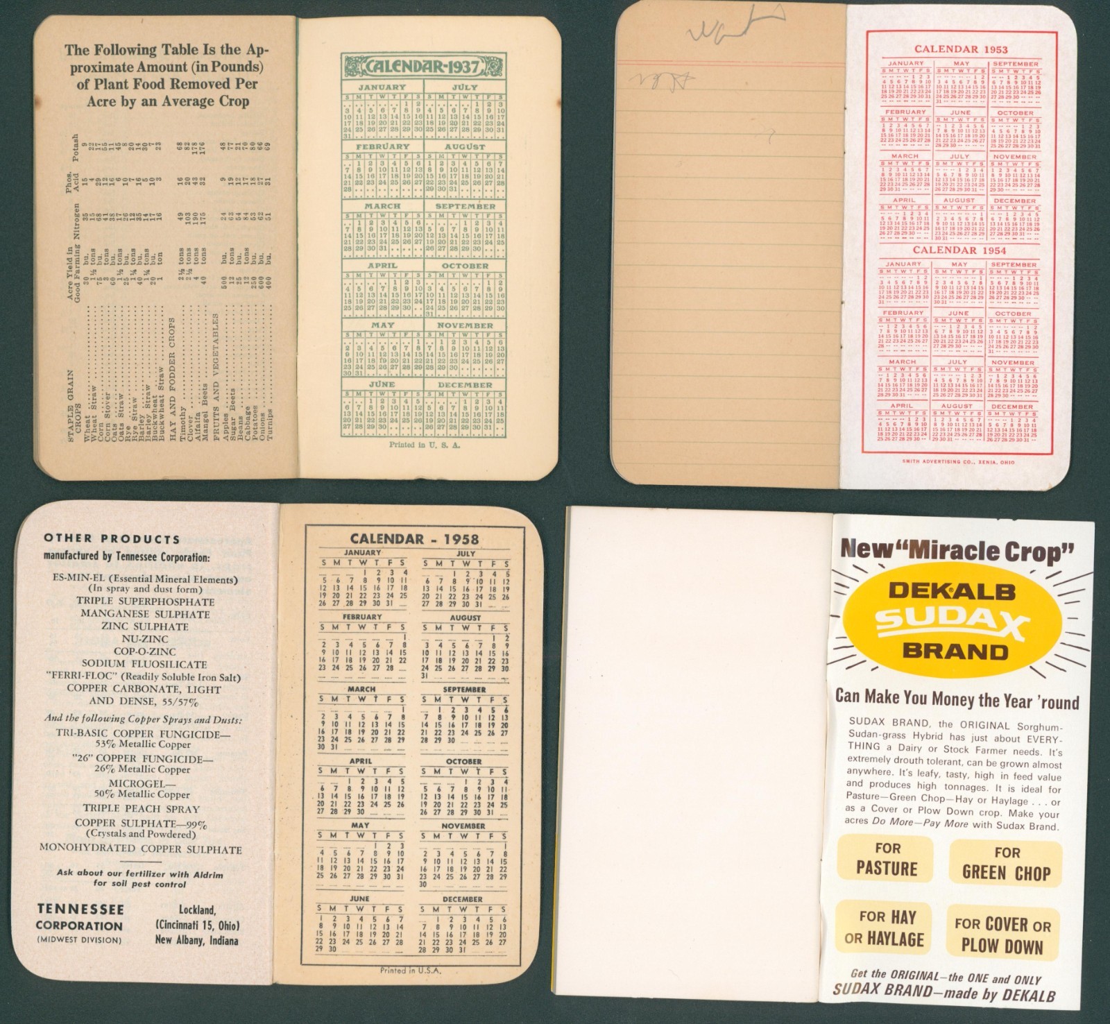 Tennco DEKALB Royster Red Rose Farm Feed Fertilizer Pocket Memo Booklet Lot