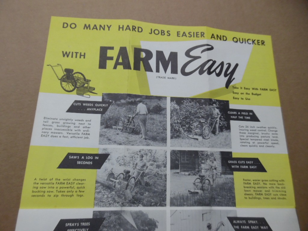 c.1950 Farm Easy Products Garden Tractor Catalog Brochure Muncie Indiana Vintage