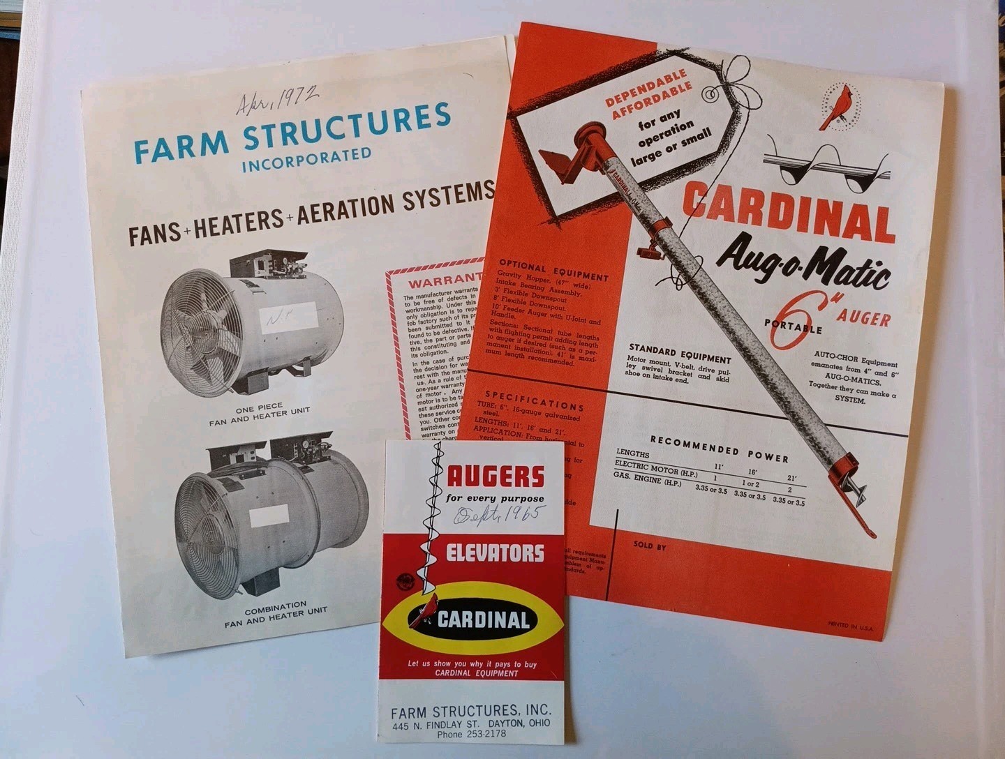 3 Vintage Cardinal EQUIPMENT ADVERTISING Brochures Flyers
