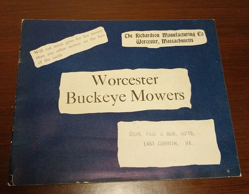 Antique 1900 E. Corinth Vermont Worcester Buckeye Mowers Lawn Mower Advertising