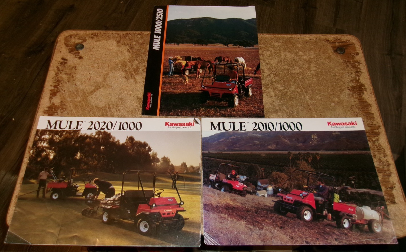 3-lot 1990’s kawasaki mule 2 page brochures good used