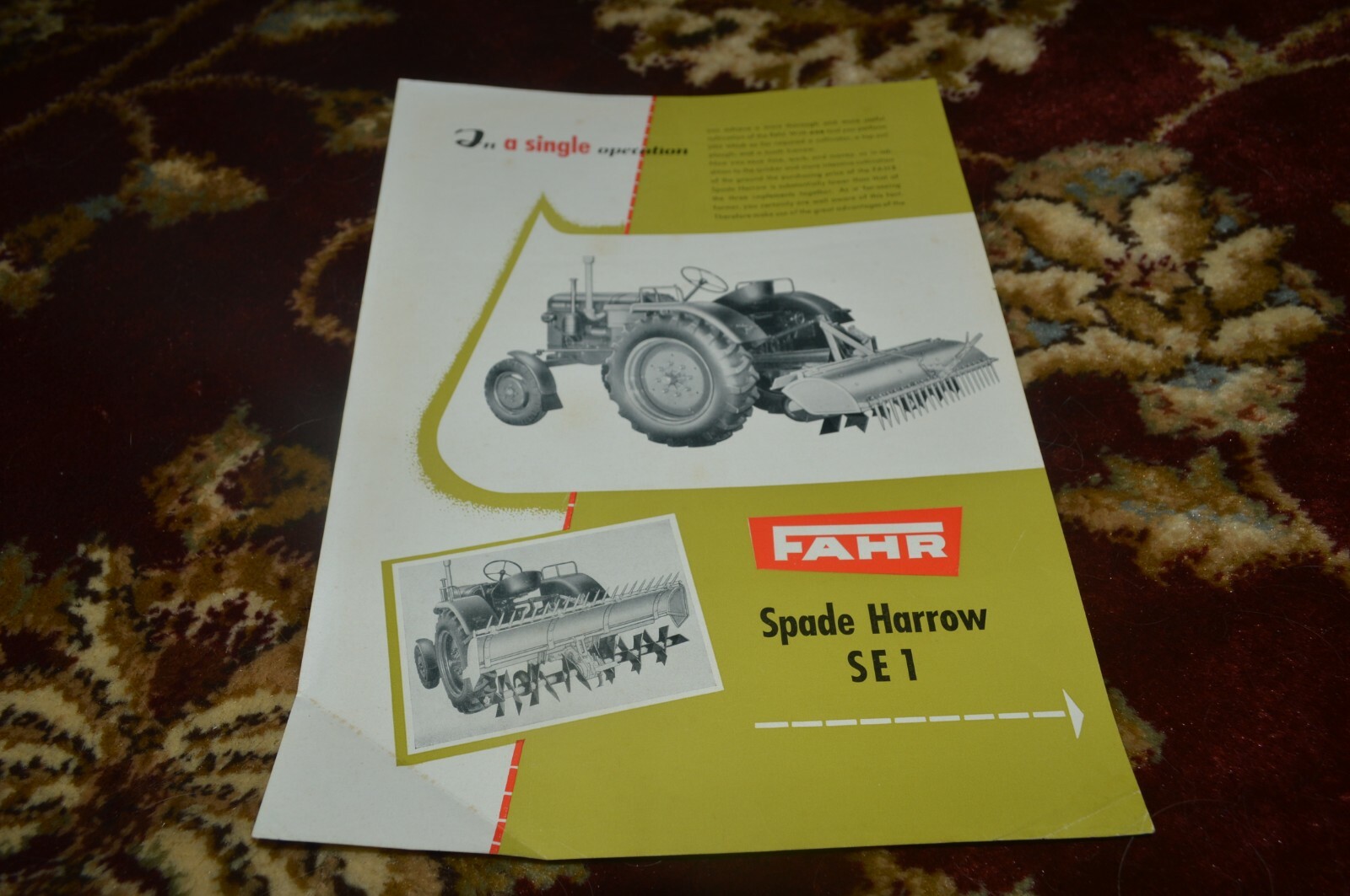 Fahr SE1 Spade Harrow Brochure FCCA