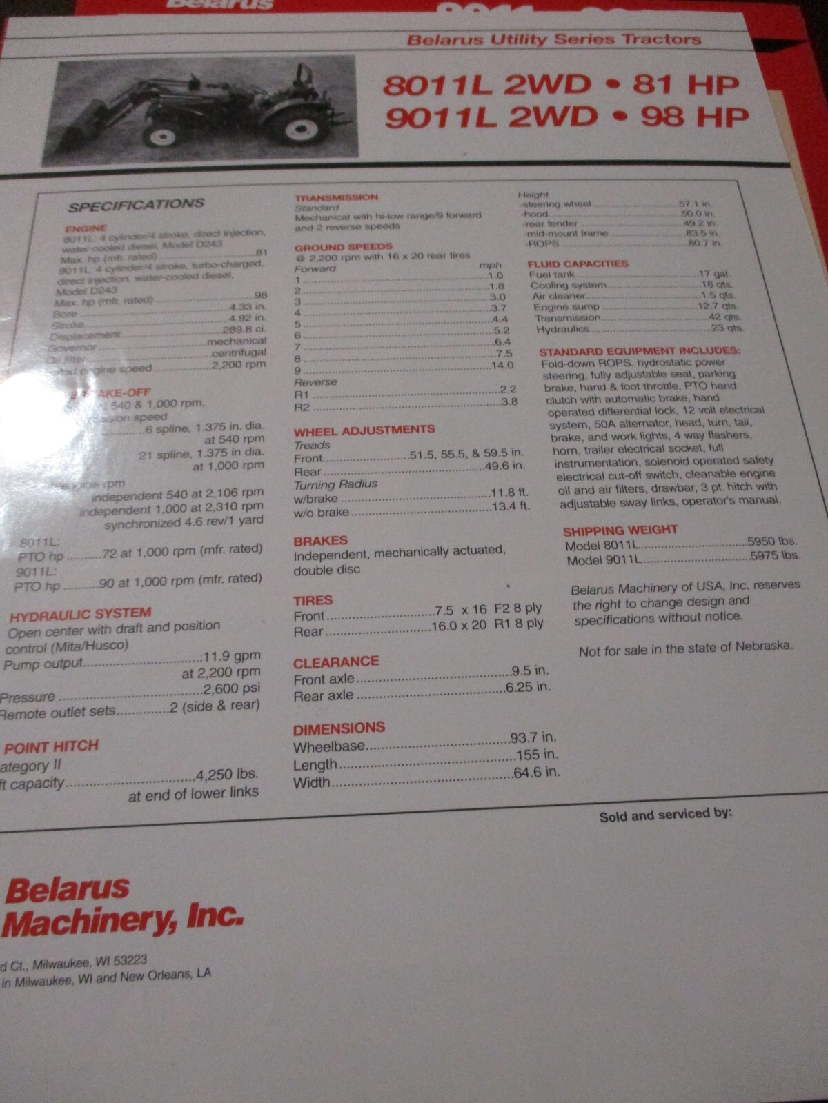 Belarus Tractors Sales/Specifications Brochures 7 items, Circa 1990’s