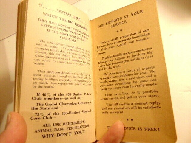 old fertilizer advertising booklet: Reichard’s Grower’s Guide (Allentown, PA)