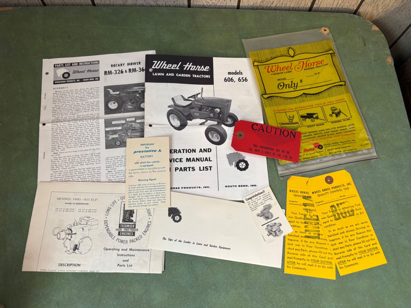 Rare Wheel Horse 606 656 Sales Kit Manual Packet Operators & Engine Manual
