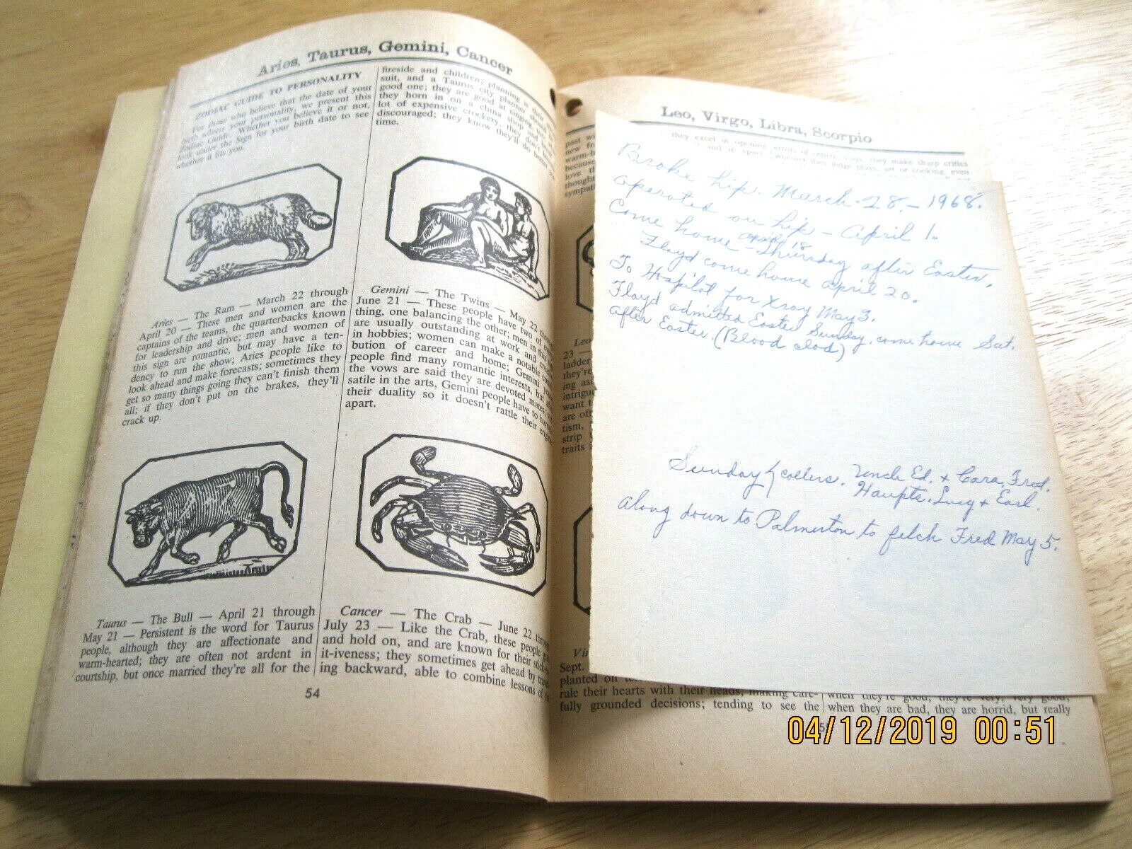 Booklet Baer’s Agricultural Almanac for the Year 1968 with Weather Forcasts