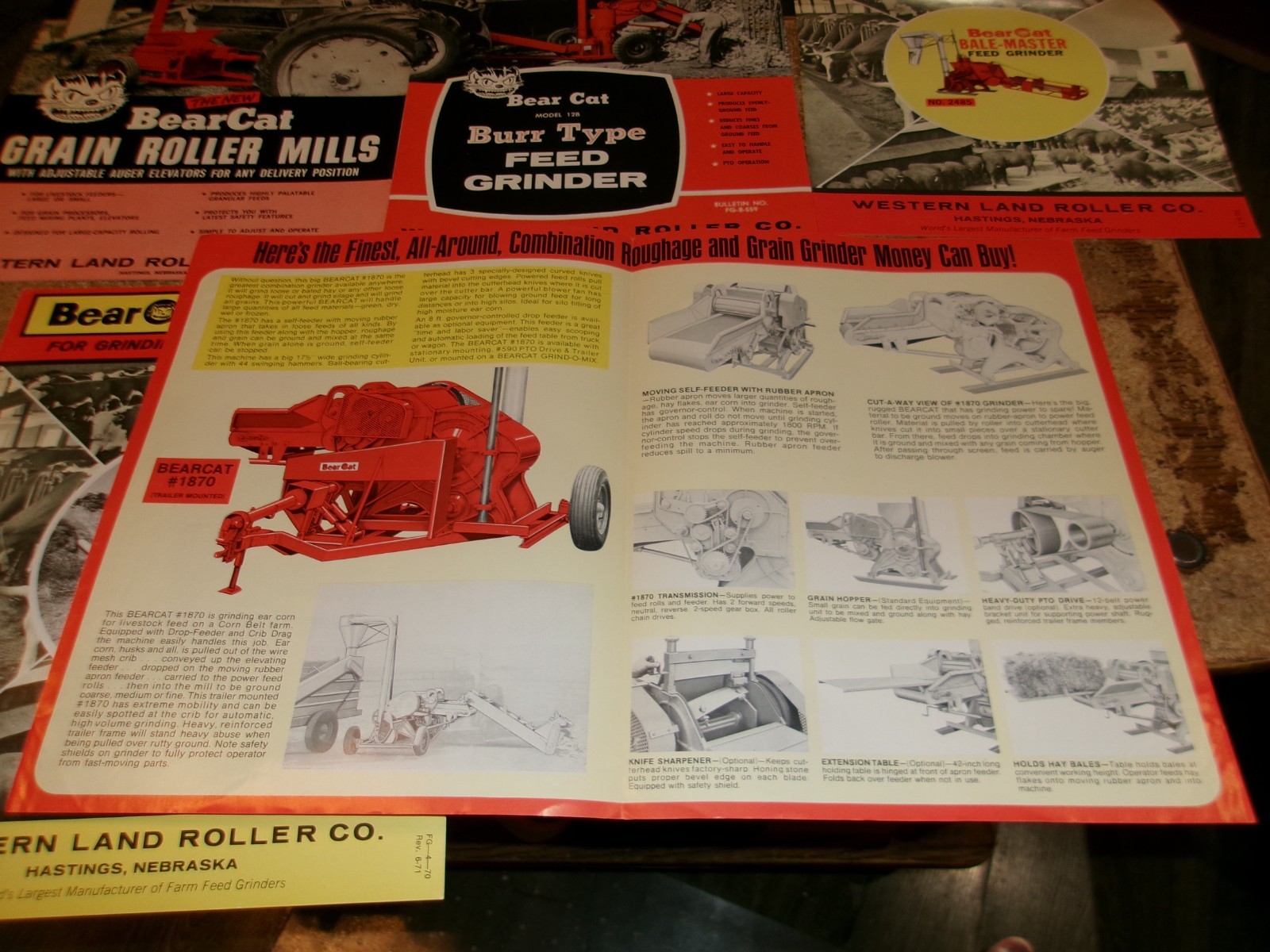 5-lot 60’s-70’s bearcat roller/hammer mills brochures very good used