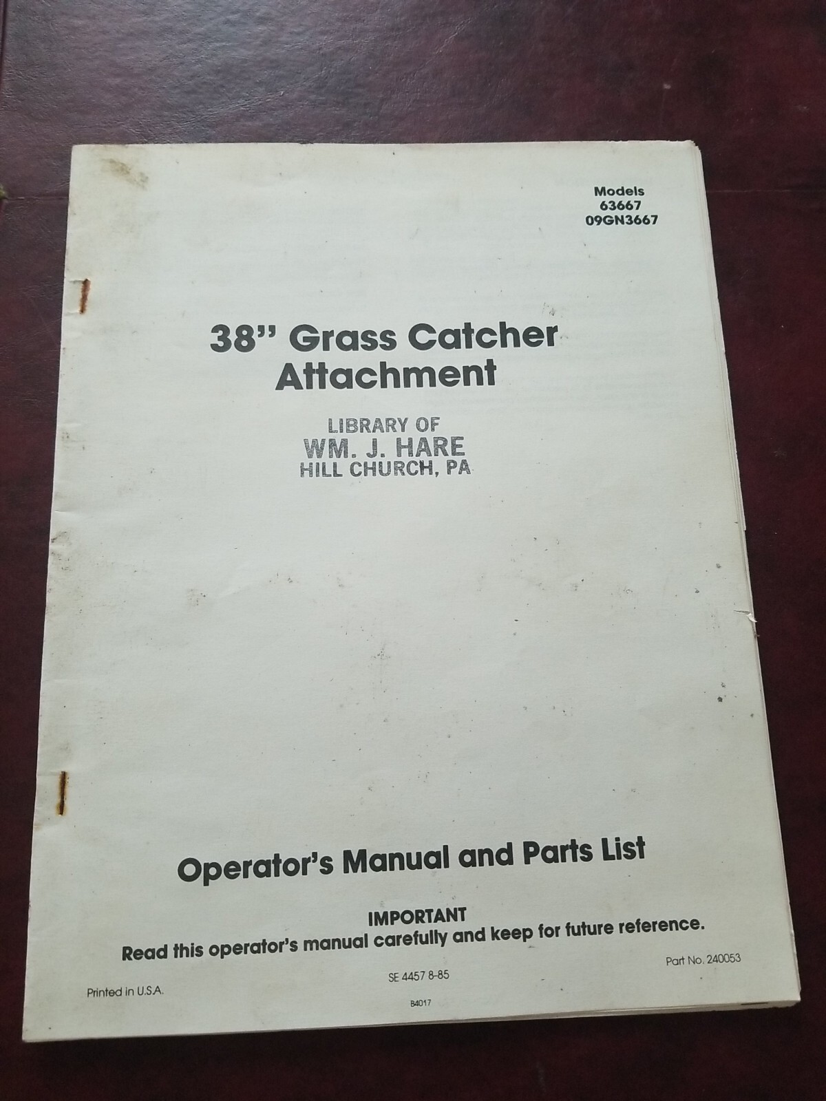 VINTAGE 1985 GILSON LAWN TRACTOR 38″ Grass Catcher Attachment Brochure