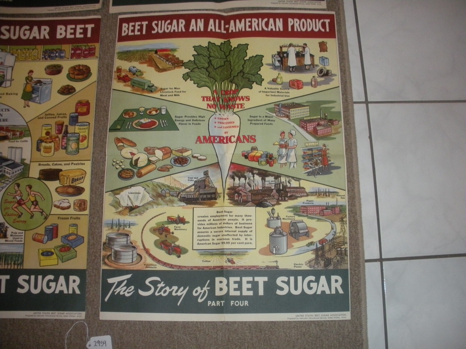 Rare Vintage 1950’s? Extracting STORY Beet Sugar food Factory COMPLETE SET OF 4
