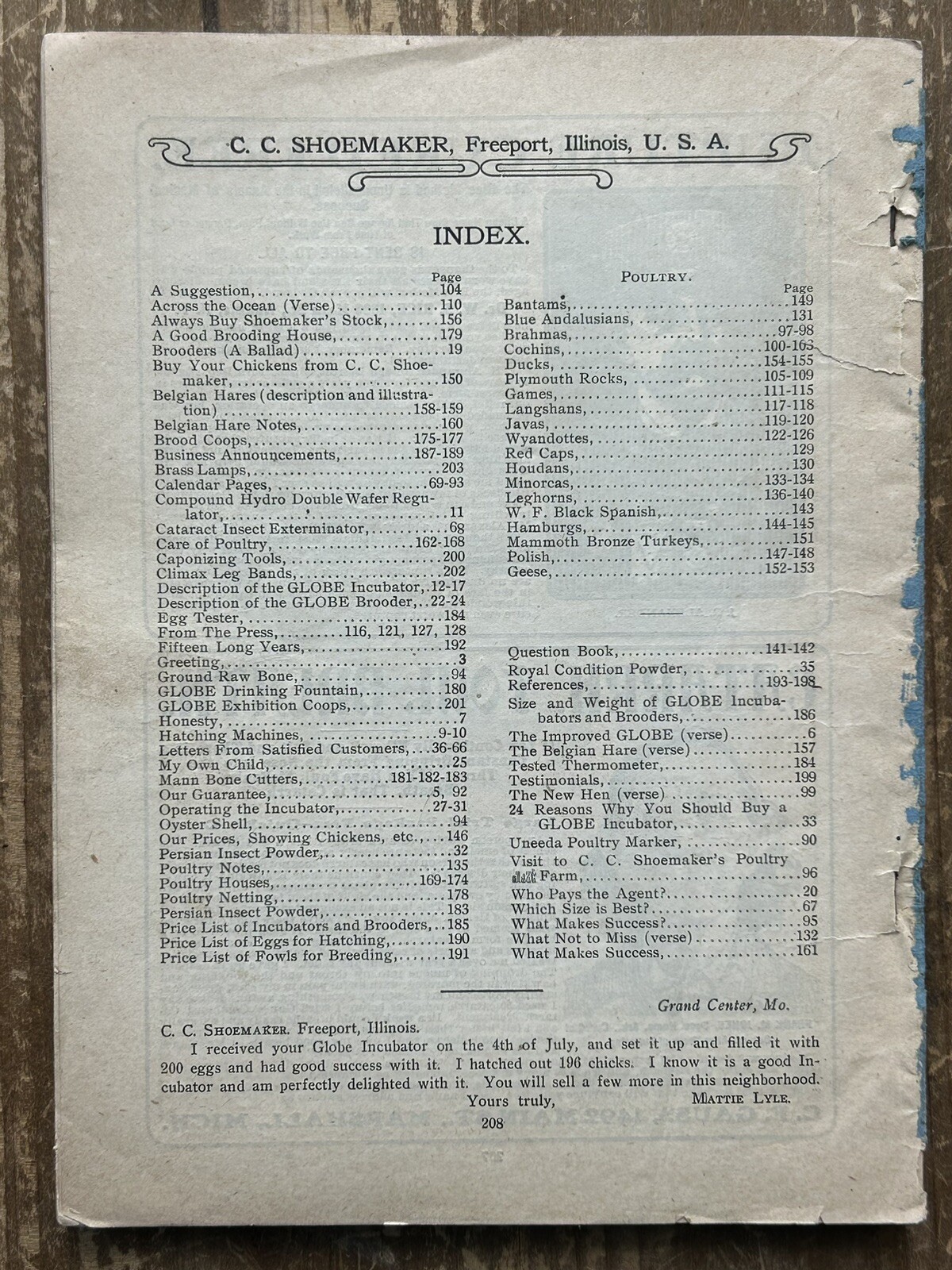 Antique Vintage 1904 CC SHOEMAKER’S ALMANAC CATALOG Poultry Advertising Freeport