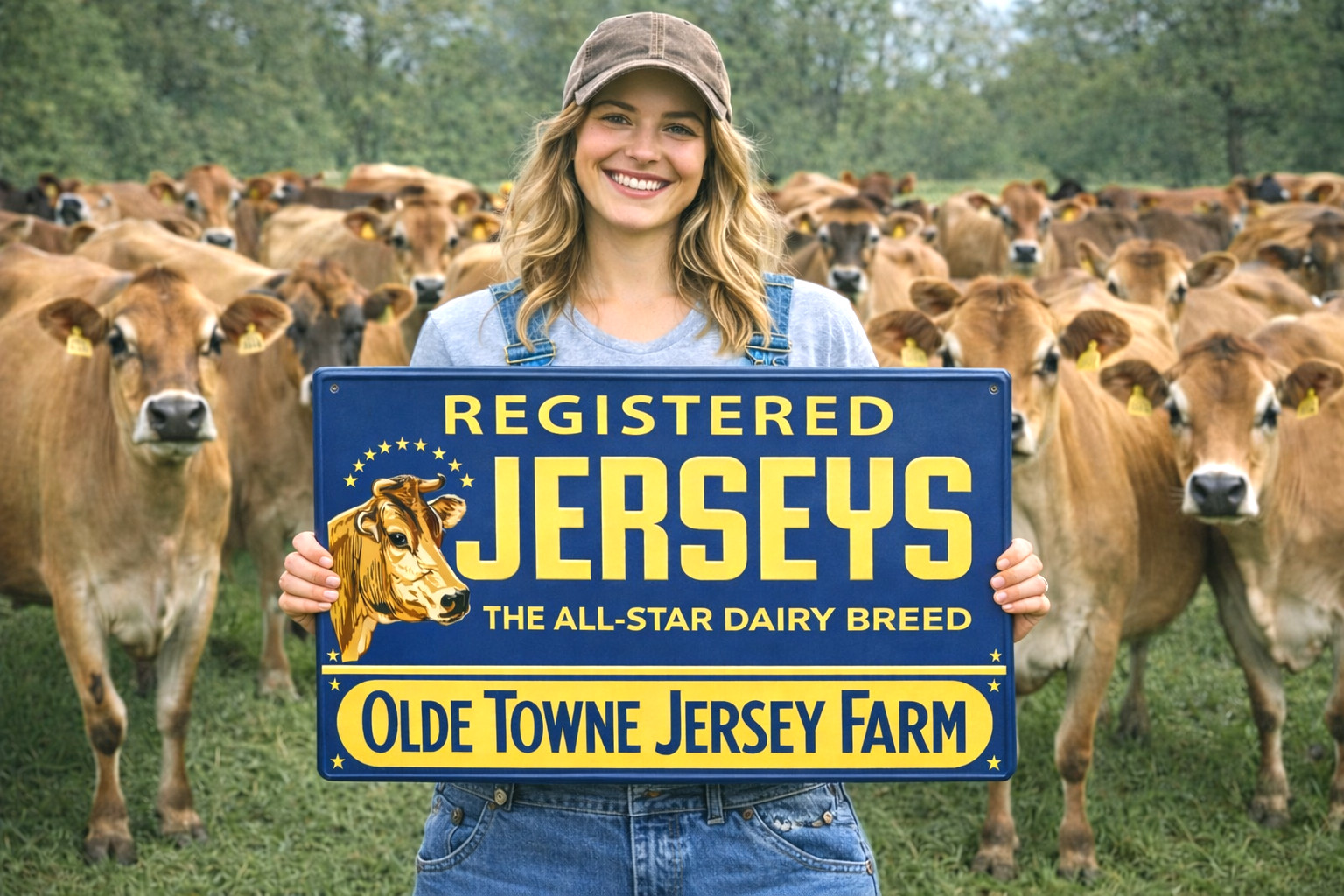 Jersey’s Olde Towne Jersey Cattle Cow Farm Metal Feed & Seed Farm Steel Sign