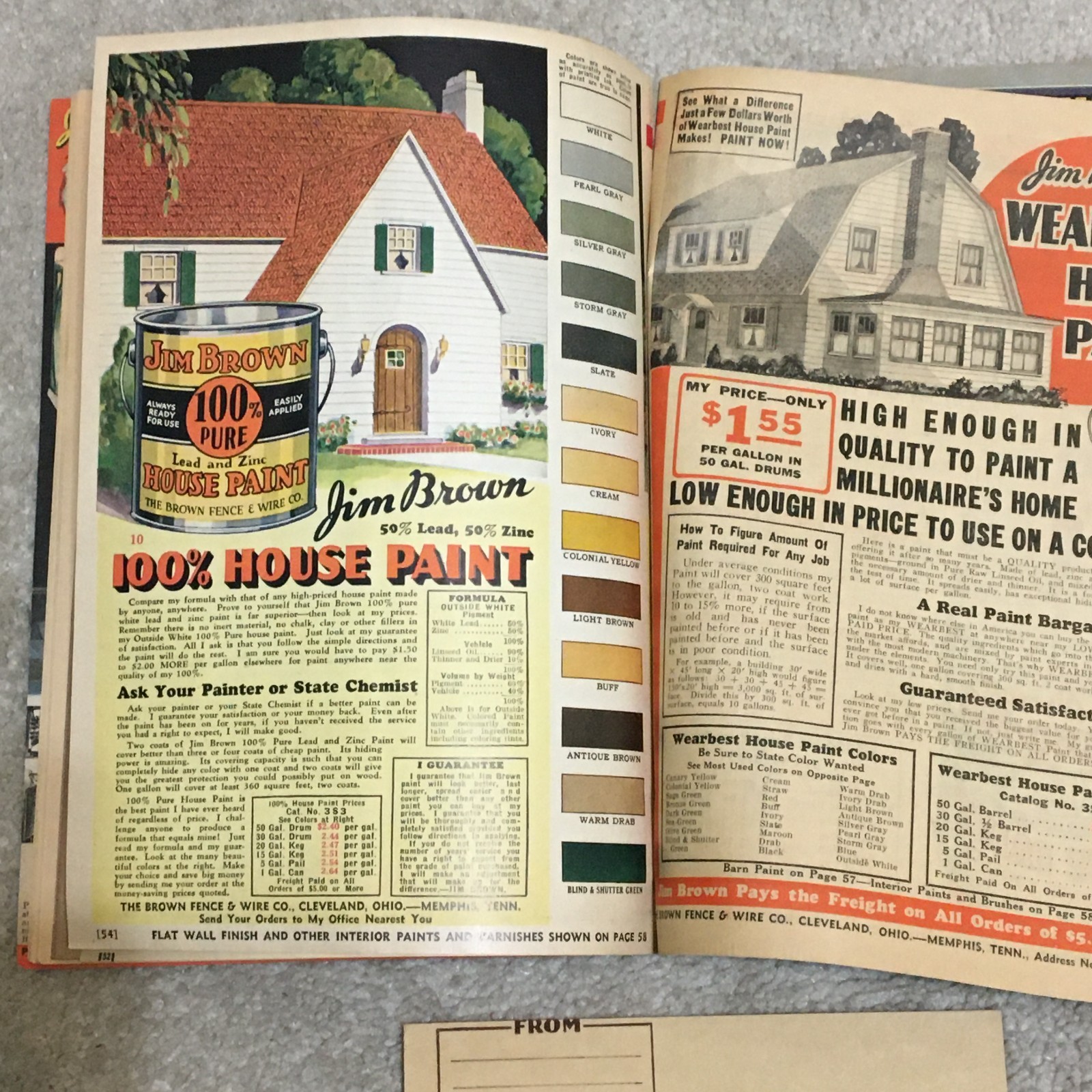 Vntg 1935 Jim Brown’s Bargain Book Catalog, Tools Fence Heater Range Paint Roof