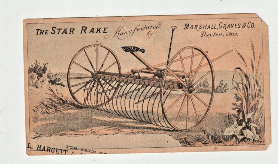 Victorian Trade card , Agriculture , STAR Hand Dump Rake , Marshall Graves