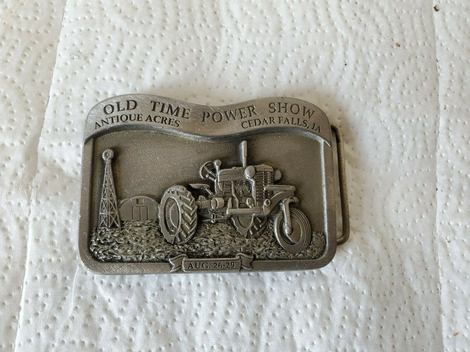 metal belt buckle old time power show antique acres cedar falls iowa 1993