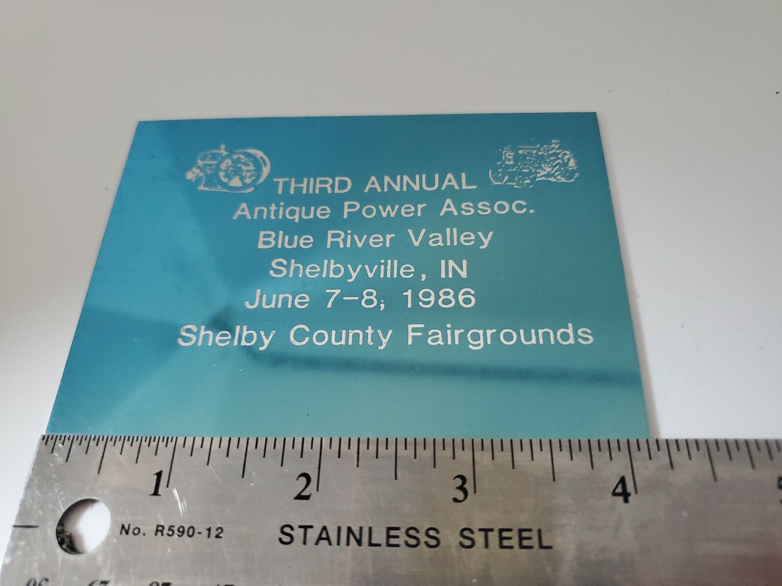 Vintage 3rd Annual Antique Power Association Shelbyville, Indiana 4¼”x3″ Plaque