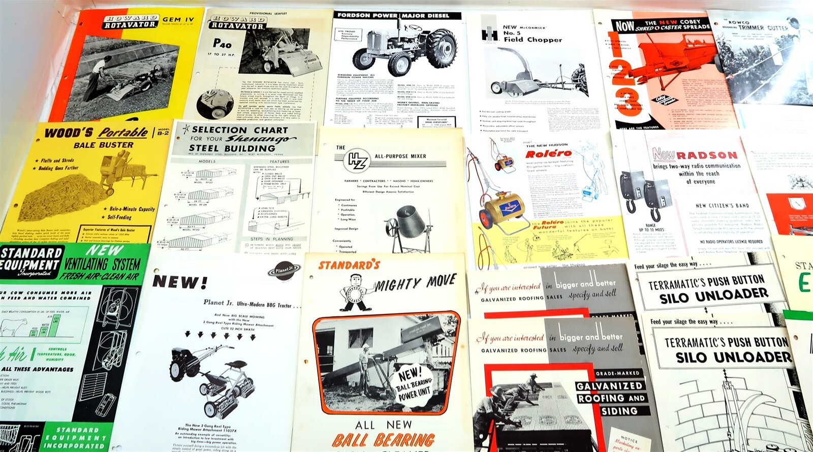 x21 Vintage 1950’s – 1960’s MIXED Brochures Tractors, Sprayers, Bailer, Cleaner