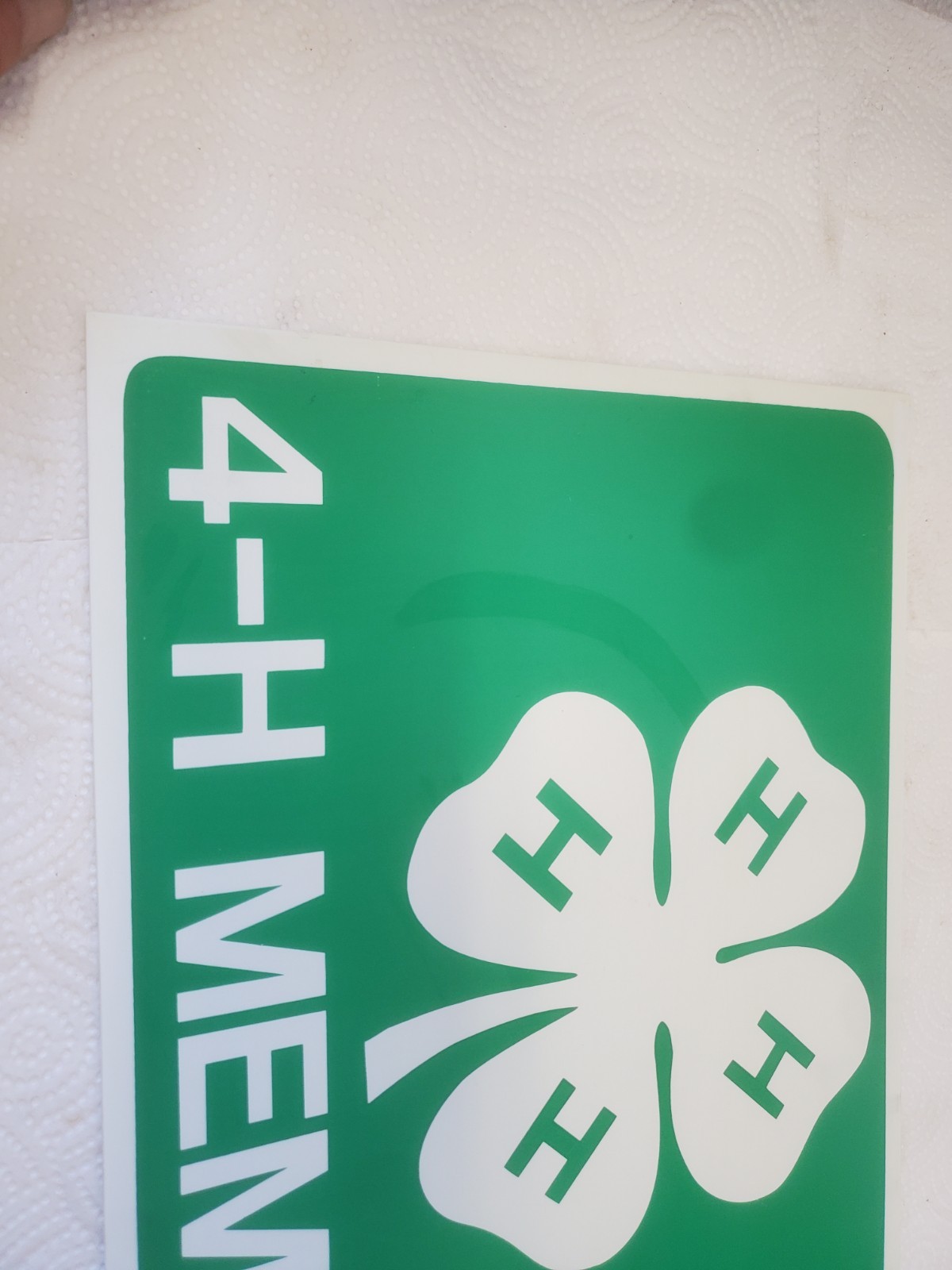 14″ X 12″ Plastic Sign 4-H Member Four Leaf Clover Logo Club
