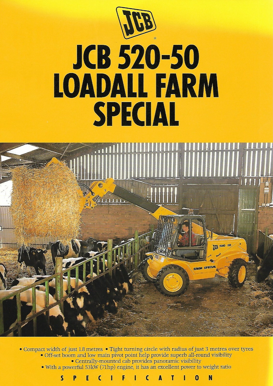 Farm Equipment Brochure – JCB – 520-50 – Loadall Farm Special – 1996 (F7362)