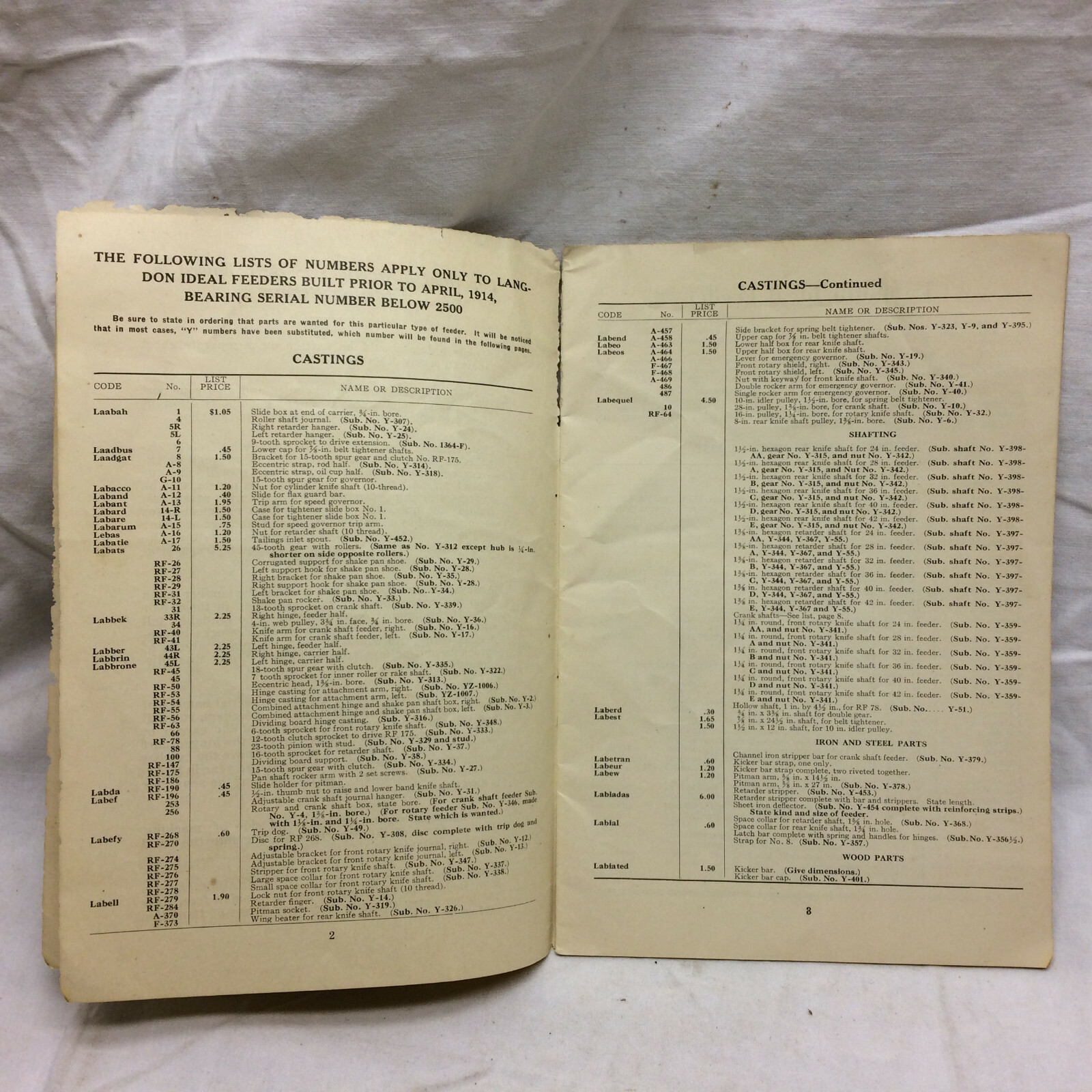Vintage Booklet 1922 Hart Grain Weigher Co. Peoria, Indiana Repair Price List