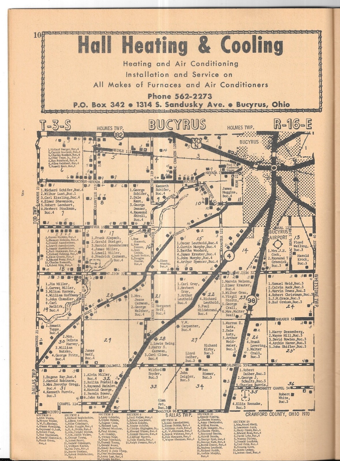1970 OFFICIAL RURAL FARM DIRECTORY Crawford County Ohio, OH, Mio Directory